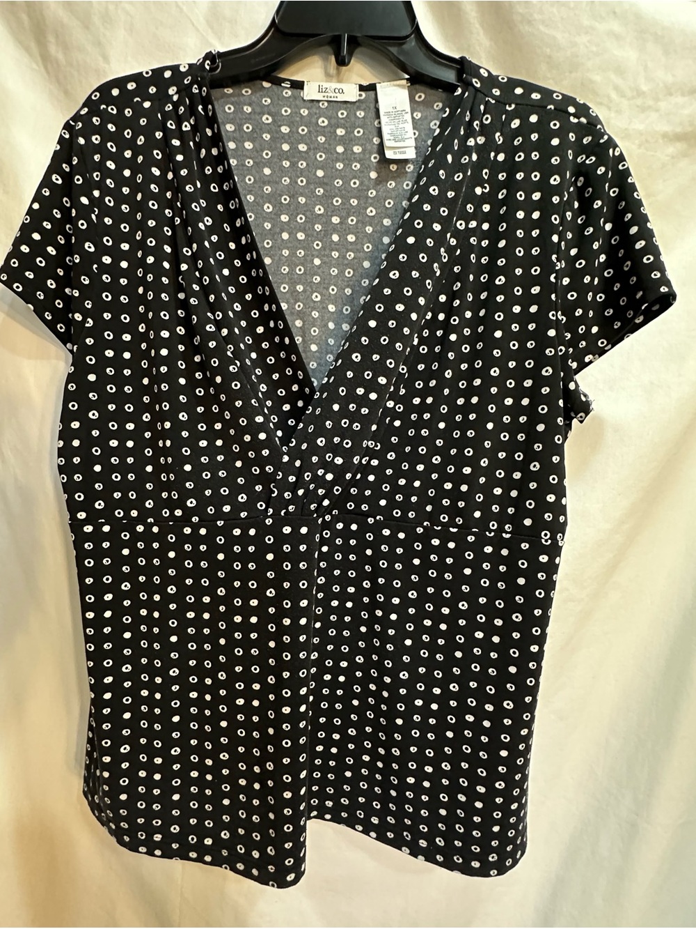 liz & co. Black/White Polka Dot Women's Top